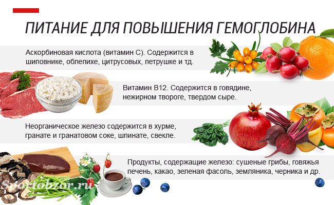 Продукты питания для повышения гемоглобина в крови